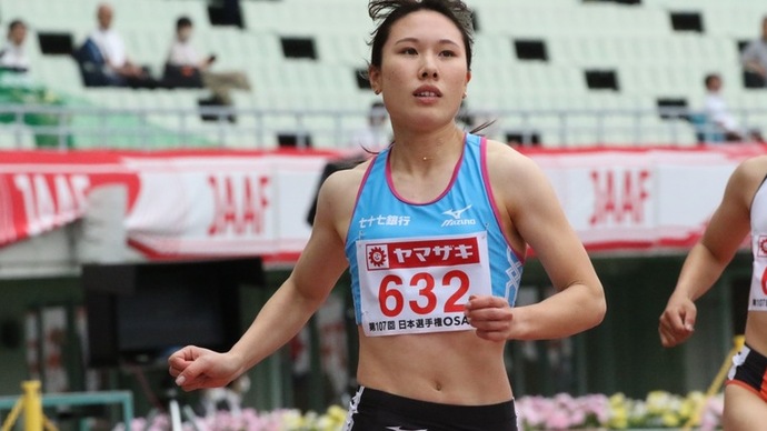 【第107回日本選手権】女子100m予選4組　1着は松本沙耶子