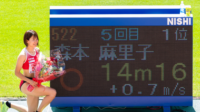 【第107回日本選手権】女子三段跳　森本麻里子が14m16で日本記録を更新！