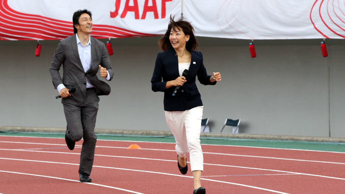 朝原宣治さん・高橋尚子さんの両アンバサダーも４００ｍ走を披露