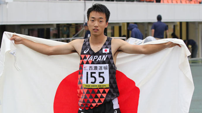 男子100m決勝、宮本大輔選手（東洋大）は10秒35（＋0.6）で2位