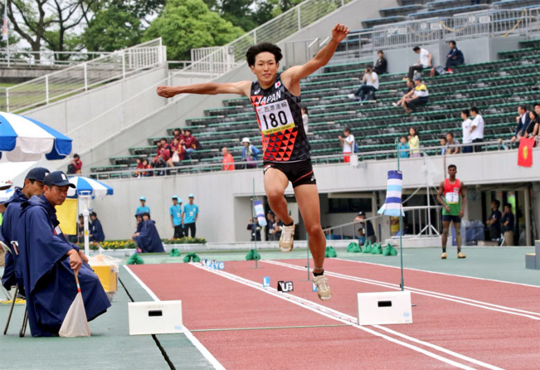男子三段跳で3位入賞の泉谷駿介選手の跳躍