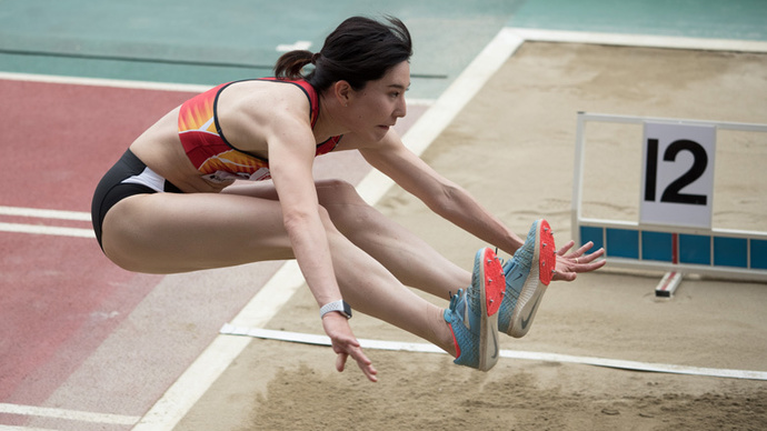 女子三段跳の1位の坂本絵梨！