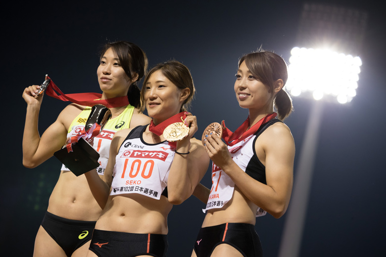 女子100mの表彰式！