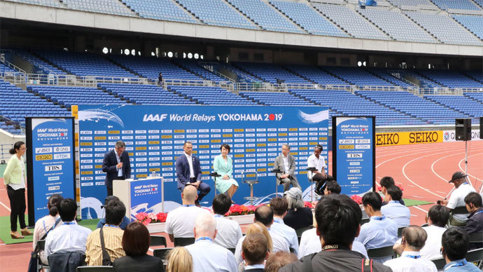 【世界リレー横浜】世界リレー前日会見はトラック上で行われました