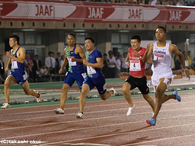 注目の100ｍを制したのはサニブラウン！