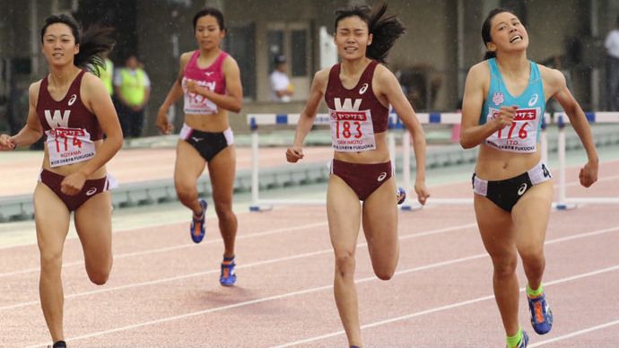 女子400mハードル決勝は大接戦に