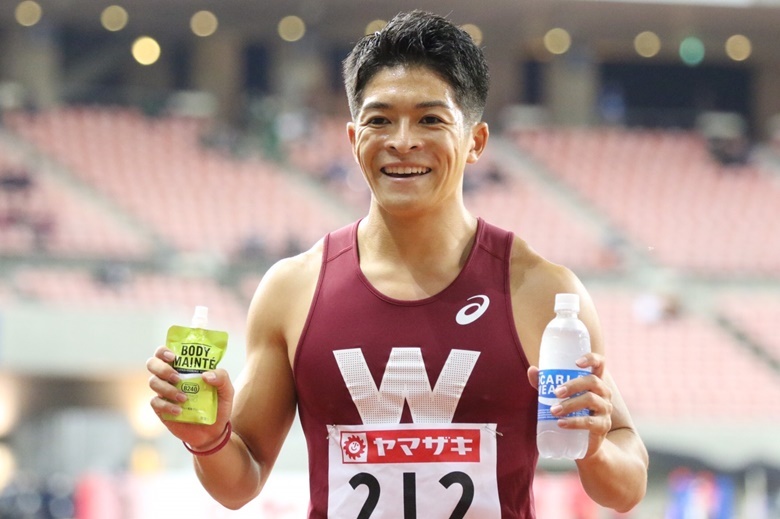 ゴール後、喜びの表情を見せる伊東利来也【男子400m】