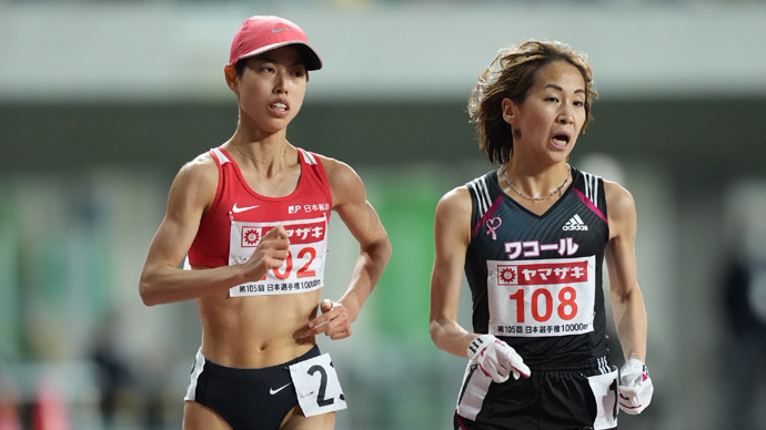 【第105回日本陸上競技選手権大会 10000m】女子10000mで競り合う廣中璃梨佳と安藤友香