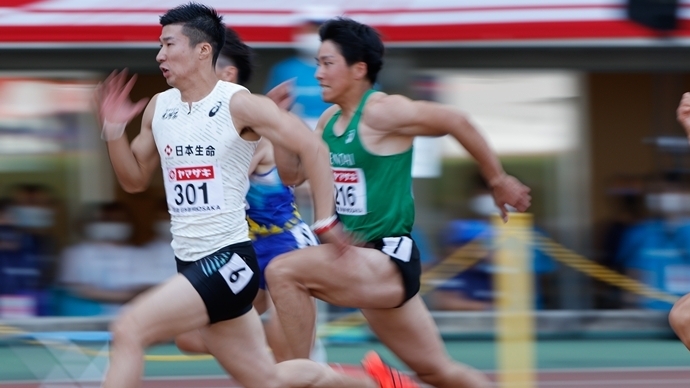 先頭で駆け抜ける桐生祥秀【男子100m】