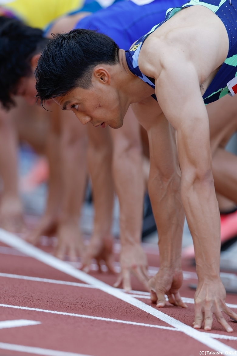 スタート直前の山縣亮太【男子100m】