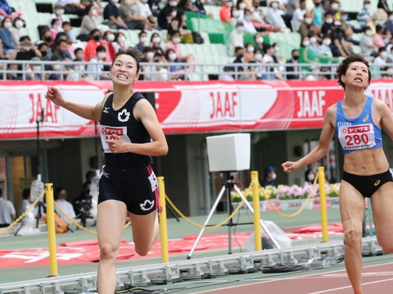 自己ベストで予選4組1着の玉置【女子100mH】