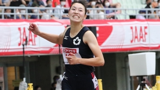 自己ベストで予選4組1着の玉置【女子100mH】