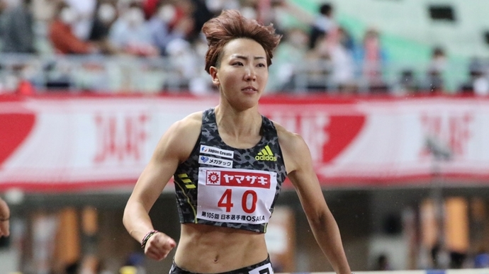 女子100mH準決勝1組は寺田がトップ