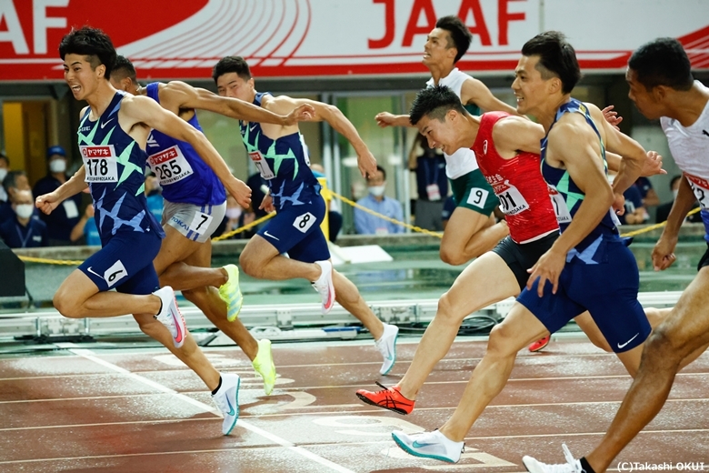 男子100m、フィニッシュの瞬間！