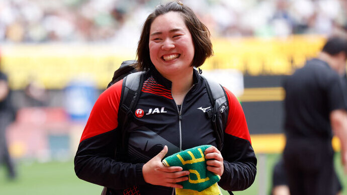 【セイコーゴールデングランプリ2022】女子やり投、笑顔を見せる北口榛花選手