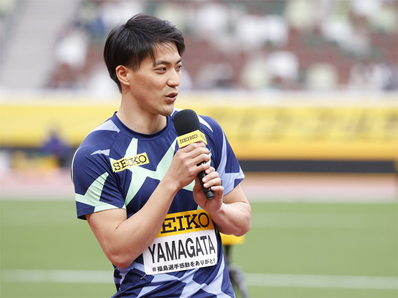 【セイコーゴールデングランプリ2022】福島千里選手引退セレモニー：メッセージを贈る山縣亮太選手