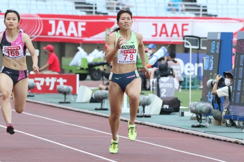 兒玉芽生が予選1組をトップで通過【女子100m】