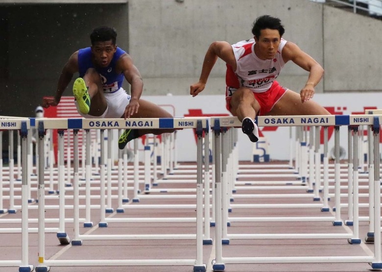 接戦の準決勝2組は、石川周平が【男子110ｍH】