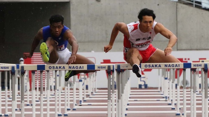 接戦の準決勝2組は、石川周平が【男子110ｍH】