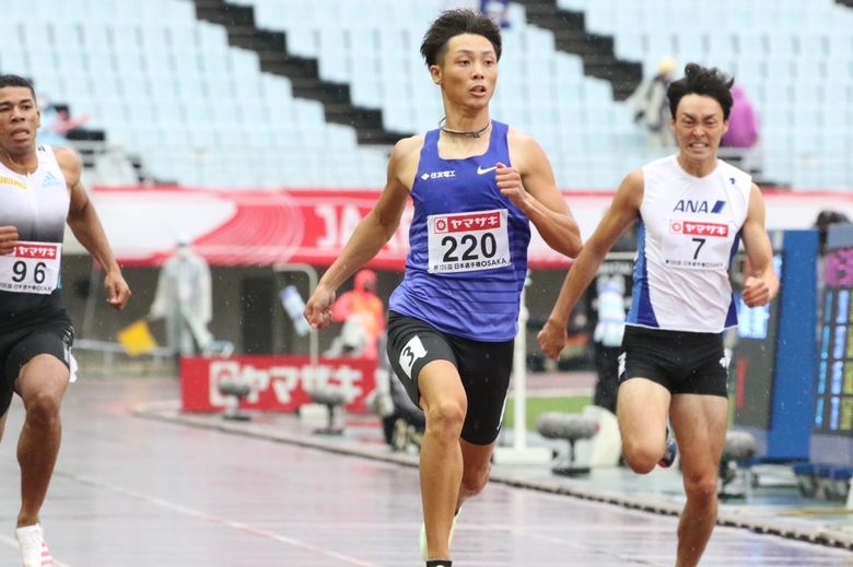 上山紘輝が予選1組トップで決勝へ【男子200m】