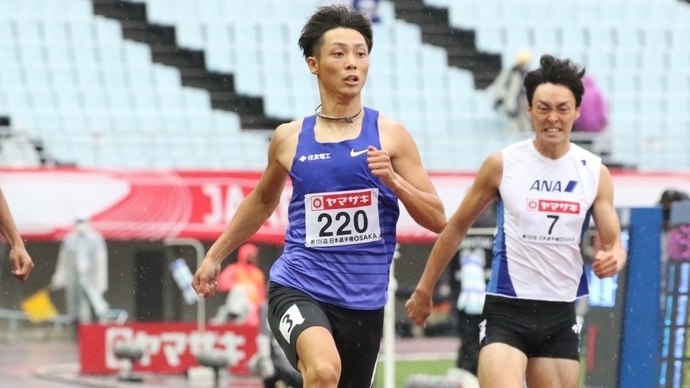 上山紘輝が予選1組トップで決勝へ【男子200m】