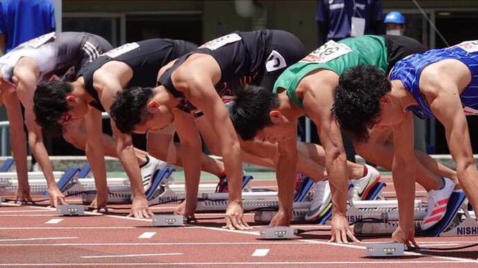 デフ100ｍのスタートライン