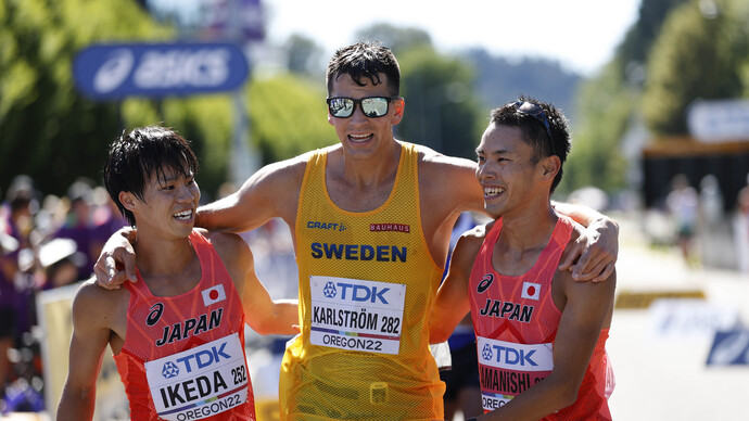 【オレゴン世界選手権】健闘を称えあう山西利和＆池田向希／男子20km競歩