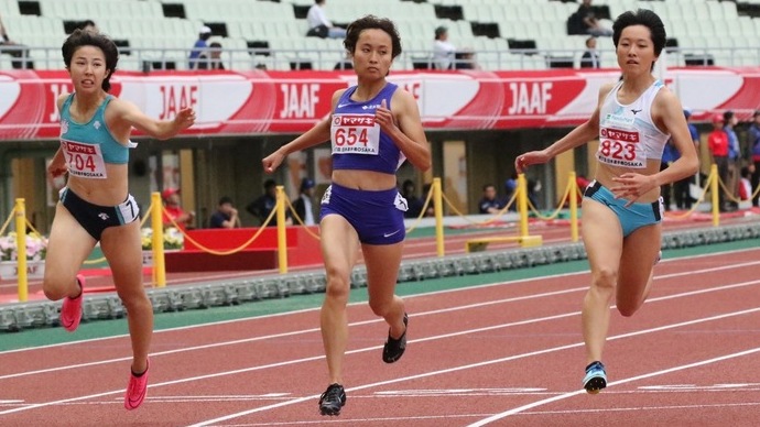 【第107回日本選手権】女子100m準決勝2組　御家瀬 緑が1着、他3名決勝に進む