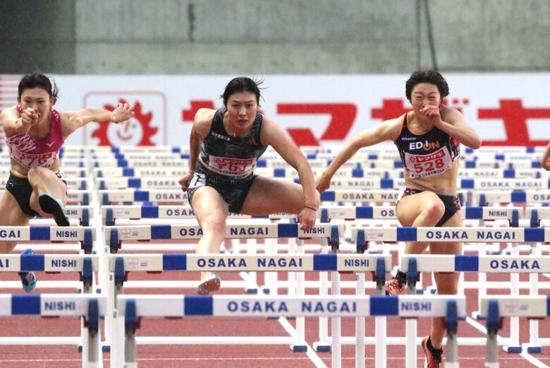 【第107回日本選手権】女子100mH 準決勝2組　ともに12.97（+0.4）をマークした福部と寺田が明日の最終決戦に進む