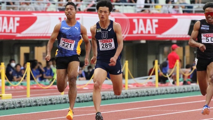 【第107回日本選手権】男子100m　自己新で2位に入った栁田大輝の走り