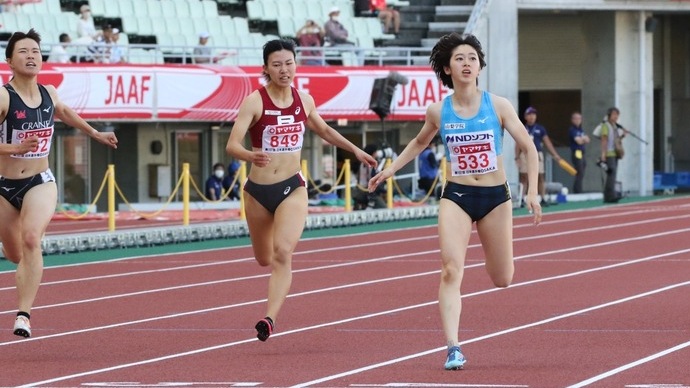 【第107回日本選手権】女子200m 予選3組　青野朱李、城戸優来、吉田紗弓が予選通過を決める