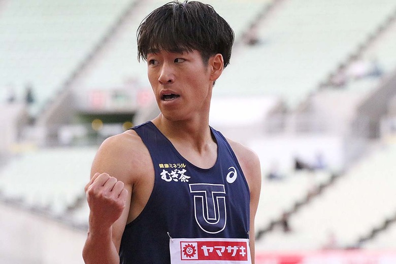 【第107回日本選手権】男子400mH　優勝を決めてガッツポーズの小川大輝