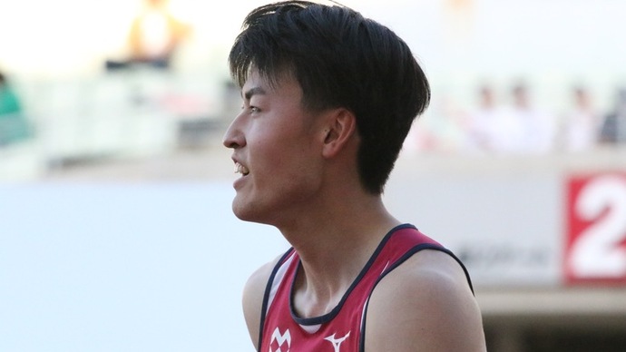 【第107回日本選手権】男子100m 予選1組　1着でゴールインした灰玉平侑吾
