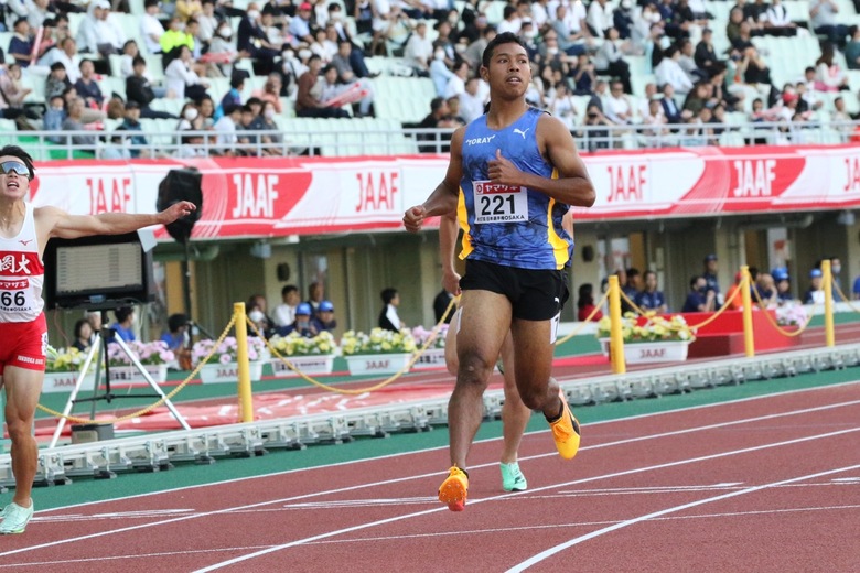 【第107回日本選手権】男子100m 予選3組　大会記録を持つサニブラウン アブデルハキームが、予選を最も速い10秒13で突破