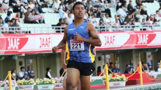 【第107回日本選手権】男子100m 予選3組　大会記録を持つサニブラウン アブデルハキームが、予選を最も速い10秒13で突破