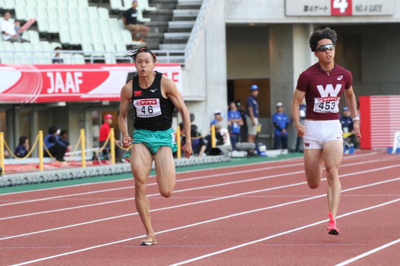 【第107回日本選手権】男子100m 予選5組　勝瀬健大が1着で明日の準決勝に進む