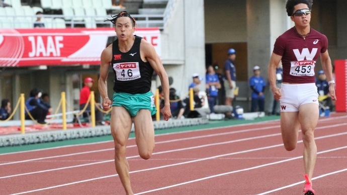 【第107回日本選手権】男子100m 予選5組　勝瀬健大が1着で明日の準決勝に進む