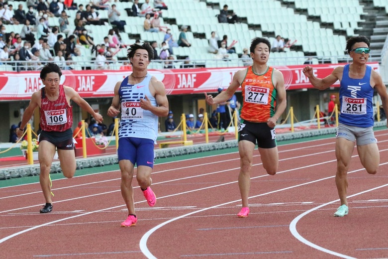 【第107回日本選手権】男子100m 予選7組　1着は水久保漱至