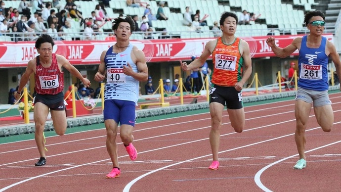 【第107回日本選手権】男子100m 予選7組　1着は水久保漱至