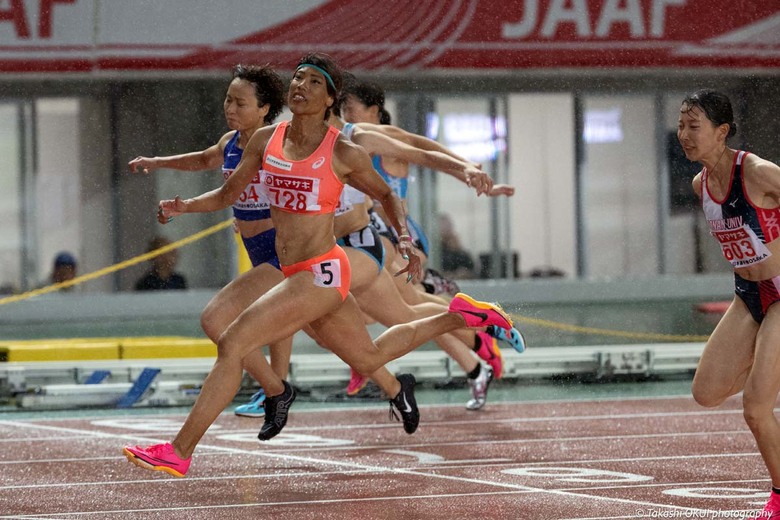 【第107回日本選手権】女子100m　大会2連覇の君嶋愛梨沙（土木管理総合）。優勝が決まる瞬間