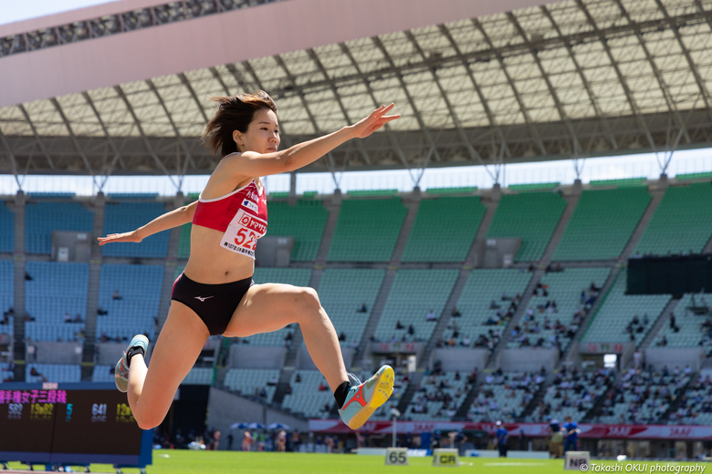 【第107回日本選手権】女子三段跳　優勝した森本麻里子の跳躍の瞬間