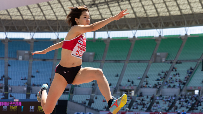 【第107回日本選手権】女子三段跳　優勝した森本麻里子の跳躍の瞬間