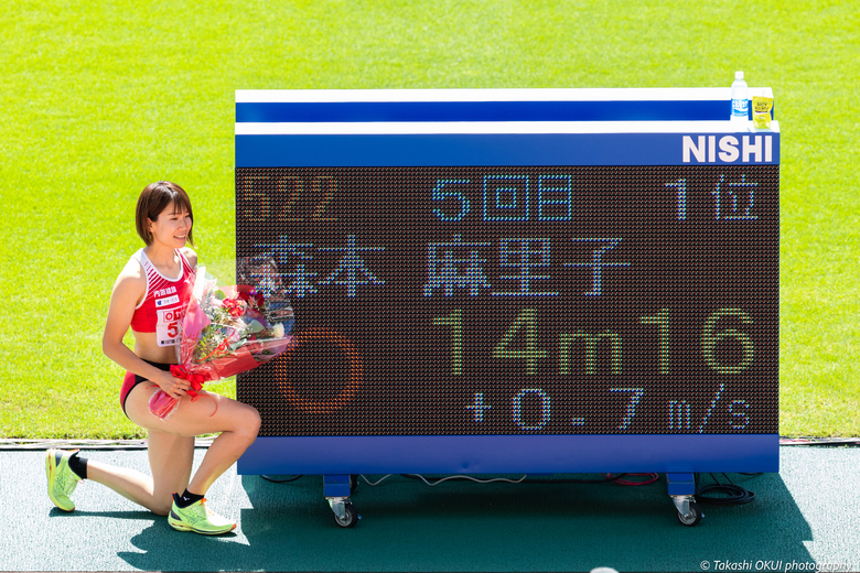 【第107回日本選手権】女子三段跳　森本麻里子が14m16で日本記録を更新！