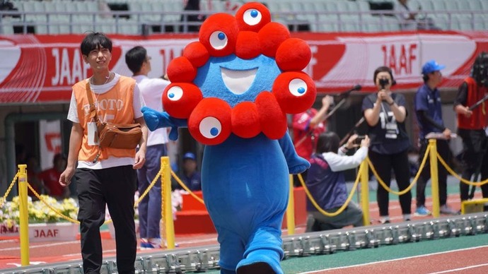 【第107回日本選手権】キャラクター50m　ミャクミャクも応援に駆けつけました