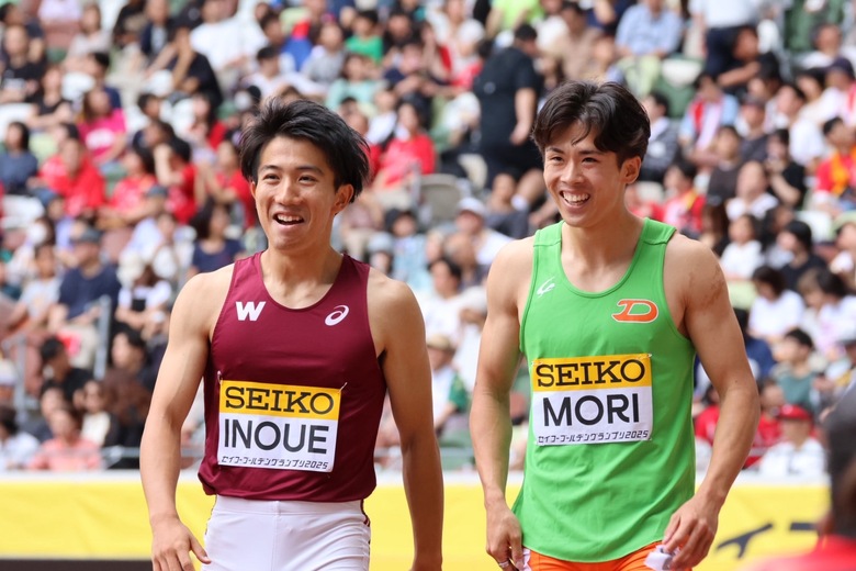 【セイコーGGP】男子 100m チャレンジレース Heat 1:1着の井上直紀(早稲田大)と2着の守祐陽(大東文化大)はFinalへ進出