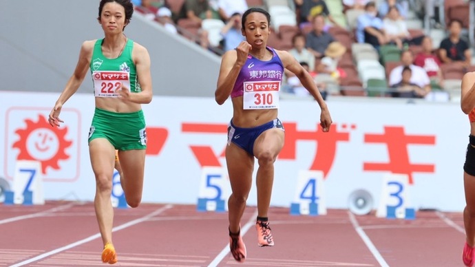 【第109回日本選手権】女子100m 　予選3組