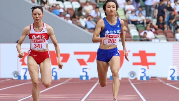 【第109回日本選手権】女子100m 　予選4組
