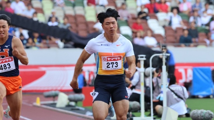 【第109回日本選手権】男子100m　予選1組