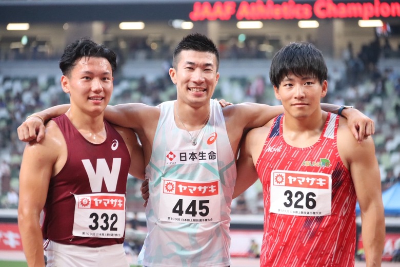 【第109回日本選手権】男子100m メダリスト