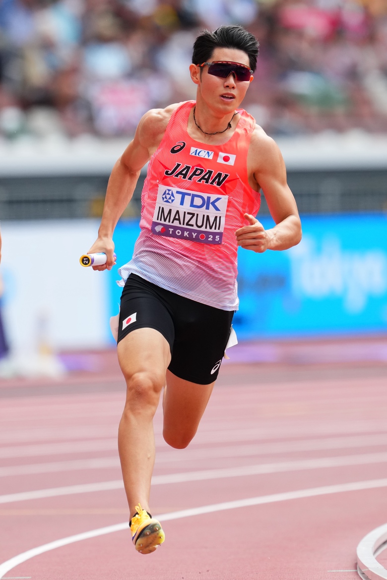 【東京2025世界陸上】DAY1 混合4×400mリレー 予選 第1走者の今泉堅貴(内田洋行AC)
